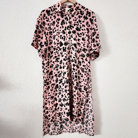 Maeve x Anthropologie Rita Pink Leopard Printed Tunic Blouse Women's Size Small - Picture 2 of 8